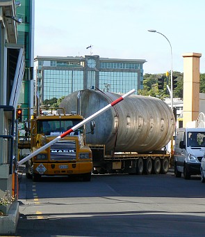 Tank on large truck trailer